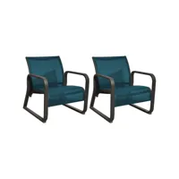 fauteuil lounge de jardin en aluminium quenza ii (lot de 2) graphite, bleu
