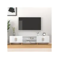 meuble tv - armoire de tv  banc tv  pour salon blanc brillant 180x31,5x40 cm bois d'ingénierie -neww26211