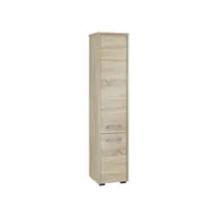 frank - armoire colonne de salle de bain design 140x30x30 cm - meuble de rangement - 2 portes+5 niches - sonoma