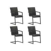 moderne chaises de cuisines, chaises à manger cantilever lot de 4 noir cuir véritable best00009095604-vd-confoma-chaise-m07-1524