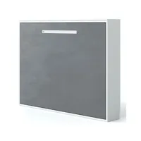 lit escamotable horizontal 90x200 molane-coffrage blanc-façade mosaïque