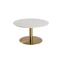 table de repas ronde clara plateau marbre blanc piétement acier couleur laiton brossé 105 x 75 20101003544