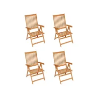 chaises de jardin 4 pcs avec coussins bleu royal bois de teck