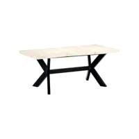 table à dîner blanc 180x90x75 cm bois de manguier massif