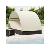 bain de soleil 2 places avec toit - chaise de jardin transat de jardin - rond noir 211x112x140 cm meuble pro frco53168