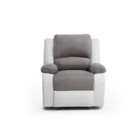 relaxxo - fauteuil relaxation 1 place microfibre et simili leo - blanc et gris