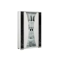 ariane - vitrine 2 portes blanc eclairage led intégré avec décor latéral aspect marbre noir