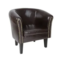 fauteuil chesterfield avec repose pied en synthétique avec éléments décoratifs en cuivre chaise cabriolet tabouret pouf meuble de salon marron helloshop26 01_0000099