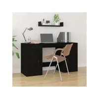 bureau avec armoire bureau informatique - table de bureau noir bois d'ingénierie meuble pro frco63231