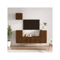 5 pcs ensemble de meubles tv - armoire télévision moderne  banc tv chêne marron bois d'ingénierie -neww12768