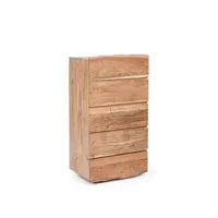 commode de style design 5 tiroirs en bois marron