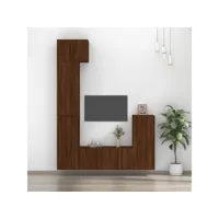 5 pcs ensemble de meubles tv - armoire télévision moderne  banc tv chêne marron bois d'ingénierie -neww28275