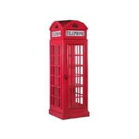 vitrine cabine téléphonique london en bois rouge 60x185