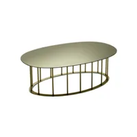 table basse d90 cm avec piètement en métal beige et plateau en verre bronze mute