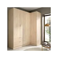 armoire sillara, meubles d'angle pour chambre à coucher, armoire d'angle avec 4 portes battantes, 174x91h184 cm, chêne 8052773871815