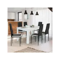 lot de 6 chaises romane noires bandeau blanc avec strass pour salle à manger