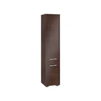 frank - armoire colonne de salle de bain moderne 140x30x30 cm - meuble de rangement design moderne - 2 portes + 5 niches - wenge