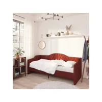lit avec éclairage usb rouge bordeaux tissu 90x200 cm