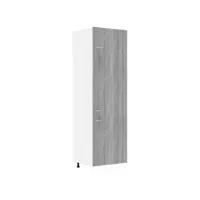 armoire à réfrigérateur, meuble bas cuisine, armoire rangement de cuisine sonoma gris 60x57x207 cm bois pewv76888 meuble pro