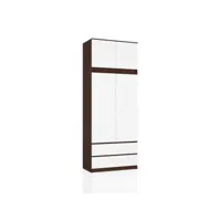 selia - armoire avec rehausse style moderne chambre à coucher - 90x234x51 - dressing - blanc