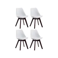 clp lot de 4 chaises de salle à manger borneo v2 en similicuir , blanc /noyer