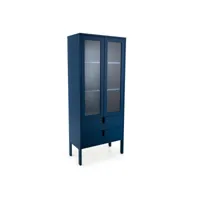 uno - vitrine en bois 2 portes 2 tiroirs h178cm - couleur - bleu canard