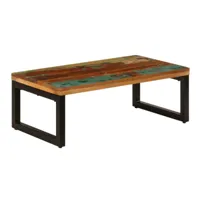 table basse rectangulaire bois massif recyclé et pieds métal noir boust