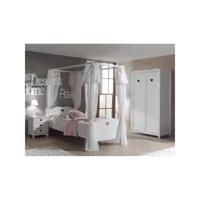 milady - chambre avec lit à baldaquin 90x200cm + sommier + armoire 2p
