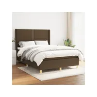 ensemble lit à sommier tapissier de qualité avec matelas marron foncé 140x190 cm