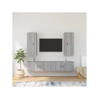 4 pcs ensemble de meubles tv contemporain  bancs tv armoires tv  sonoma gris bois d'ingénierie meuble pro frco95628
