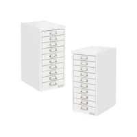 set de 2 armoire à dossiers avec 10 tiroirs en métal blanc classeur documents 490013991