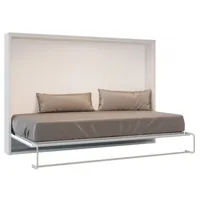 lit escamotable horizontal 160x200 optima-avec matelas-coffrage chocolat-façade rouge