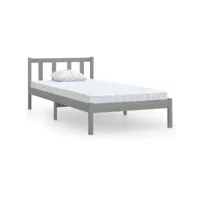cadre de lit gris bois de pin massif 90x190 cm uk simple