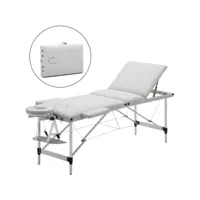 table de massage professionnel mobile lit de massage pliable portable légère 3 zones avec pieds en aluminium hauteur réglables，blanc - meerveil