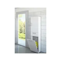 armoire polyvalente dcosim, armoire à linge linéaire à 2 portes, colonne de salle de bain avec panier à linge, fabriqué en italie, 45x32h195 cm, blanc 8052773809375