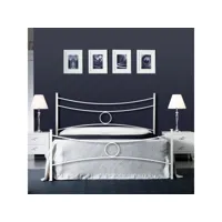 lit double en fer avec pied de lit blanc conca 166x208x h117 cm