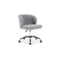 fauteuil de bureau à roulettes aspect laine dolly - gris - h 87 x l 53 x p 48 cm