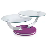table basse laquée violet articulée avec mécanisme pivotant synchronisé modena