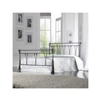 lit double en fer avec pied de lit pastoral noir 175x216x h116 cm