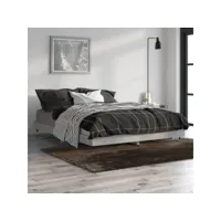 cadre de lit  lit adulte pour chambre à coucher  gris béton 135x190 cm bois d'ingénierie