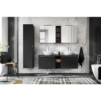 armoire de salle de bain avec miroir murale - noir - l80-h65-p17 - klaus comad