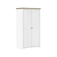 garde-robe bodo blanc marron 101x52x176,5 cm armoire penderie multi-rangement bois massif de pin fr2024
