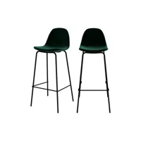 chaise de bar henrik en velours vert foncé 75 cm (lot de 2)