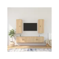 4 pcs ensemble de meubles tv contemporain  bancs tv armoires tv  chêne sonoma bois d'ingénierie meuble pro frco36333