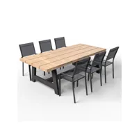 ensemble table de jardin ubud +  6 chaises de jardin palawan anthracites