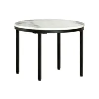 table basse ronde marbre blanc et pieds métal noir irmin
