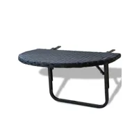 vidaxl table de balcon en rotin synthétique noir 41789