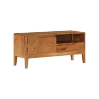 meuble tv, banc tv, meuble télé avec etagères et rangement bois d'acacia massif 88 x 30 x 40 cm meuble pro lww76634