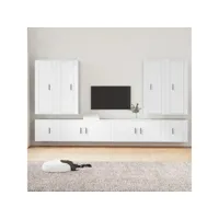 8 pcs ensemble de meubles tv contemporain  bancs tv armoires tv  blanc bois d'ingénierie meuble pro frco63065