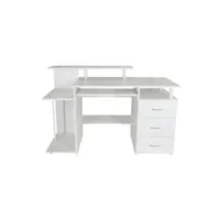 table d'ordinateur bureau workspace h iv 137 x 60 cm avec caisson blanc hjh office